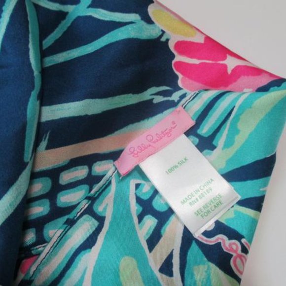 *Lilly Pulitzer Elephant Motif Teal Navy Gray - Picture 7 of 7